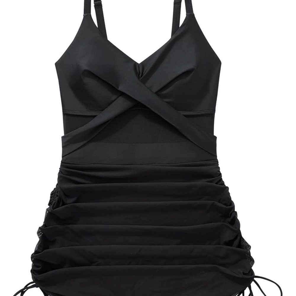 SUUKSESS Women One Piece Swim Dress Tummy Control Swimsuit